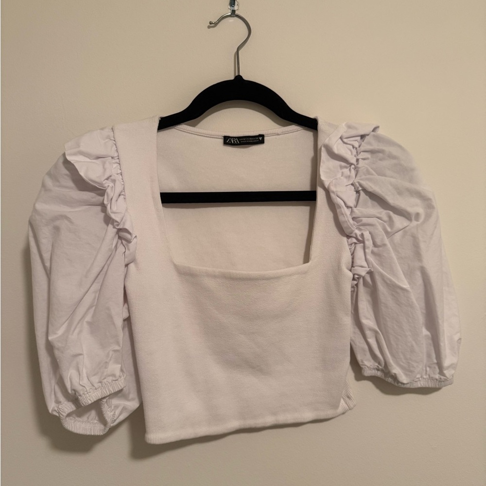 Zara Cream Puff Sleeve Blouse